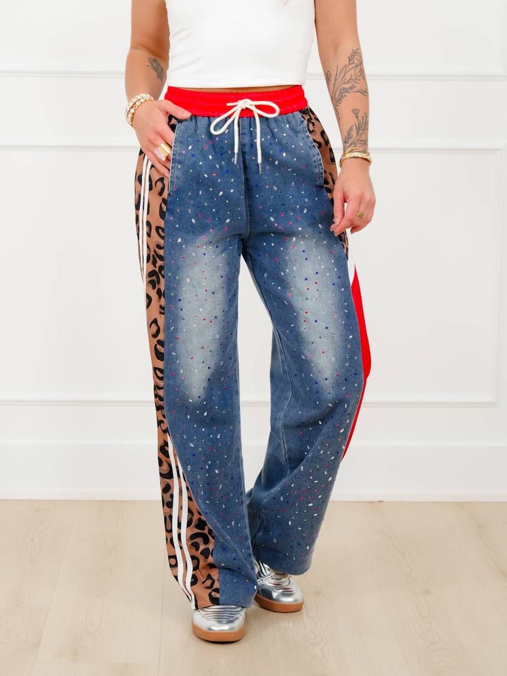 Davi & Dani - Joggers Crystal Denim Track Pants